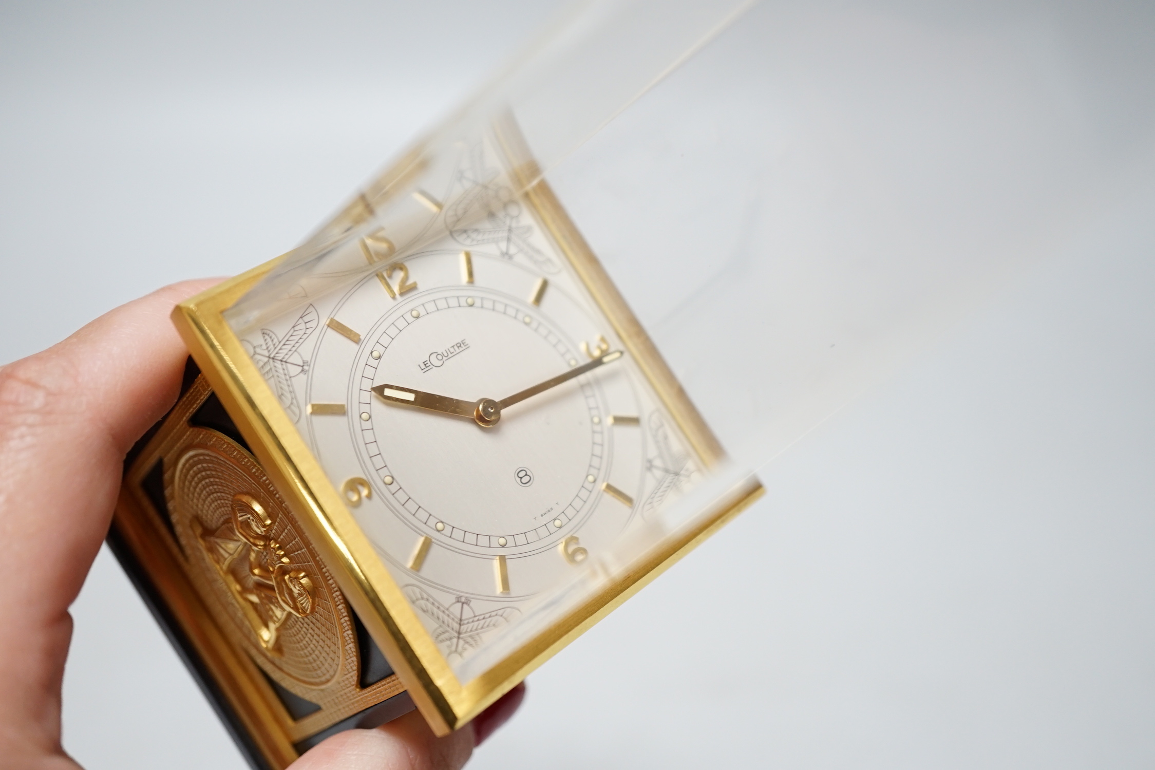 A Le Coultre 8 day ‘obelisk’ clock, 24cm